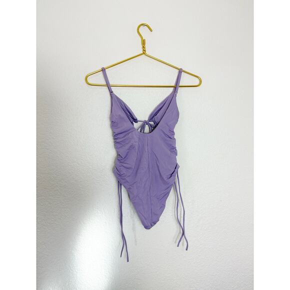Bond-eye New Wave Tied Together One Piece Size XS Lavender Cut Out Swimsuit - Picture 13 of 14